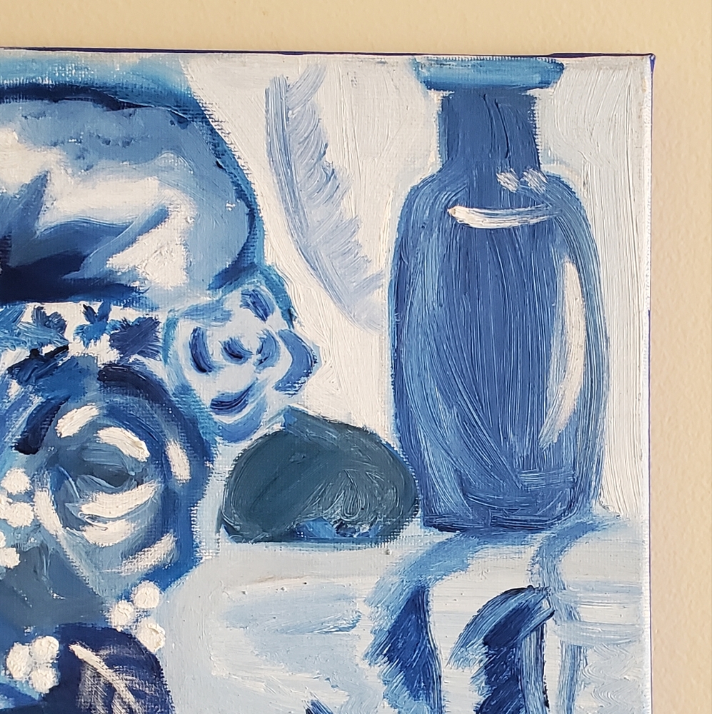 "Blue Guitar" Contemporary Still Life Oil on Canvas Painting, Signed - Picture 9 of 11